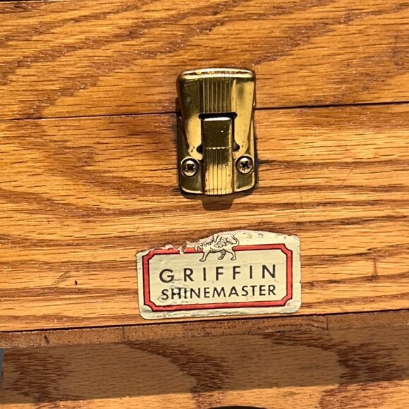 Griffin Shinemasters Wooden Shoe Shine Box with Dovetail Joinery Vintage - Picture 3 of 14